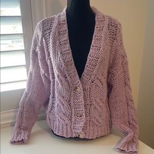 Fate Lavender Knit Cardigan Sweater
